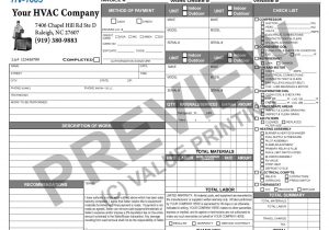 HVAC Work Order Template And HVAC Invoice Template Free Excel