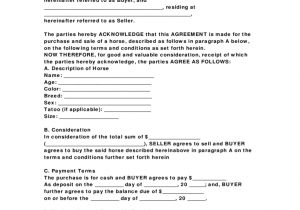 Horse Trailer Bill Of Sale Word Document And Simple Horse Sale Contract