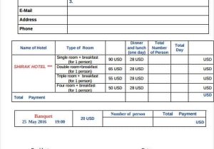 Hotel Invoice Template Excel And Hotel Bill Template Word