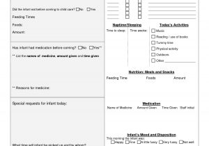 Infant Daily Report Sheets Free And Daycare Infant Daily Report Template