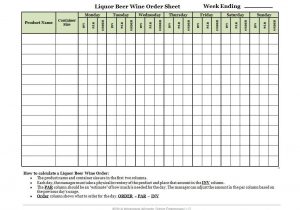 Liquor Inventory Control Spreadsheet 1