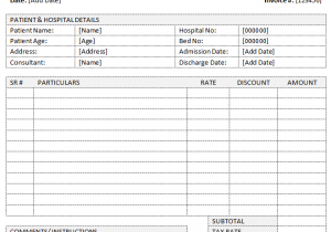 Medical Bill Format India And Sample Billing Invoice Template