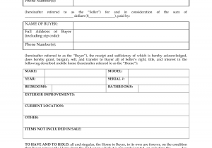 Mobile home bill of sale template word and contract to sell mobile home