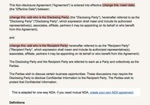Non Disclosure Agreement Clause Sample And Non Disclosure Agreement Sample Pdf