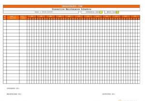 Preventive Maintenance Schedule Spreadsheet and Preventive Maintenance Template Excel Download