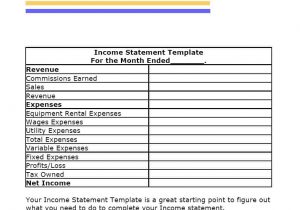Profit And Loss Income Statement Template And Yearly Profit And Loss Statement Template