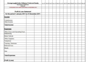 Profit And Loss Statement Excel Template Simple And Example Of Profit And Loss Statement And Balance Sheet