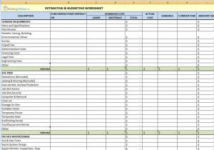 Residential Construction Estimate Template And Building Construction Estimate Spreadsheet Excel Download
