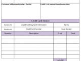 Sample invoice with credit card payment option and credit card processing form template