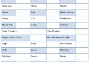 Sample Office Supplies Inventory List and Stock Inventory Template