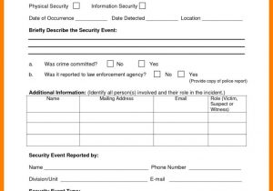 Samples Of Incident Report Forms And Example Of Incident Report Letter For Security Guard