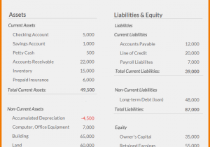 Simple Balance Sheet And Account Sheets For Small Business