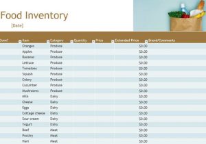 Spreadsheet For Food Inventory And Army Food Service Inventory Sheet