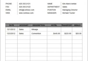 Travel Expense Report Template Excel And Free Printable Business Expense Sheet