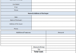 Used Car Invoice Form And Used Car Receipt Template Ontario