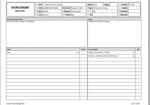 Work Order Sample Excel And Work Order Format Doc