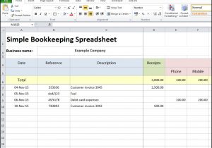 bookkeeping templates for self employed sample