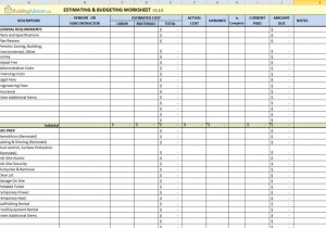building estimation and costing xls sample