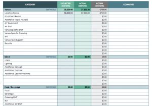 event expenses spreadsheet sample
