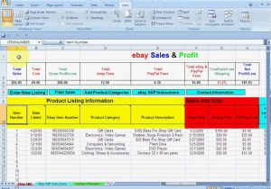 free ebay accounting spreadsheet sample