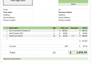 invoice template excel download free