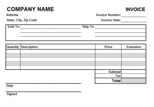 invoice template word doc sample