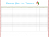 party guest list template excel free sample