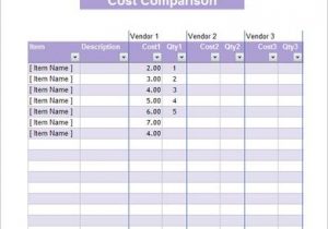 product cost sheet in excel sample