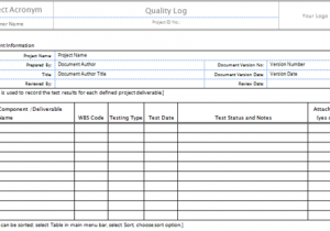 quality control excel spreadsheet sample