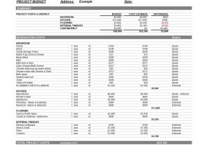 residential construction budget template excel