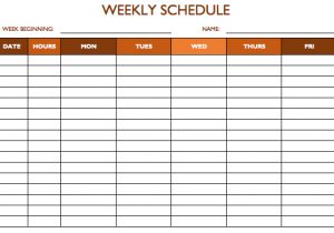 weekly schedule template excel sample