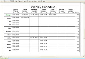 weekly schedule template word sample